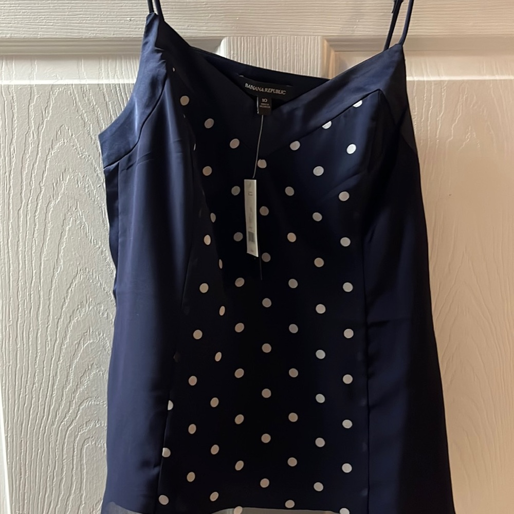 Banana Republic Navy And White Polka Dot Tank